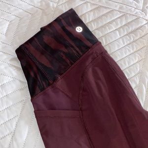 Maroon lulu lemon leggings, size 2, great condition